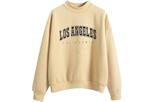 GENERIC Sweat-Shirt SurdimensionnéE pour Femmes Los Angeles California Col Rond à Manches Longues Décontracté Lâche Pull Veste Vintage Haut d'automne Sweatshirts Ado Fille Femme