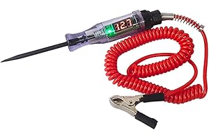 LVYXON Digital LCD Automotive Circuit Tester, 3-24V Test Light with 180cm Extended Spring Wire, Car Electrical System Tester with Sharp Stainless Probe Car Tester