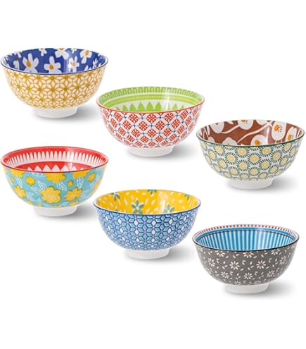 MamboCat 6er Set Reactive Glaze Paris - Niedliche Steingut-Schälchen Für Dessert & Snacks