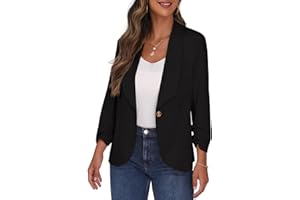 PrinStory Blazer Damen Sportlich Elegant 3/4 Ärmel Blazer Büro Geschäft Dressy Jack Outfits