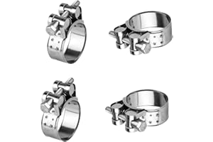 MUZHUPGUZ 4 Stück Gelenkbolzenschelle Edelstahl 304, Spannbereich 60-63mm Einstellbar Schlauchschellen, Rohrschelle, Spannbackenschellen, Edelstahl Auspuffschelle Gelenkbolzenschellen für Schellen