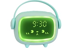 Ayybboo Sveglia per Bambini,Orologio Digitale per Bambini per Ragazze e Ragazzi,Sveglia da Comodino per Angeli con Luci e Funzione Snooze (Verde)