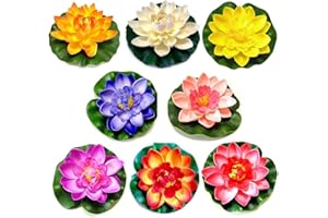 DEAUTIE 8Pcs wasserdichte Lotusblume, Lotusblüte,Schwimmende Teichdeko, Wasserlilie Schwimmend, Schwimmende Lotusblüten, Seerose Blume Dekor, 10cm for Pond, Fountain, Aquariums Decoration (8 Colour)