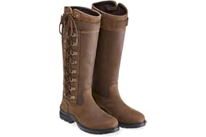 Harry Hall Overstone II Waterproof Country Boot - Breathable, Weatherproof Leather, Fully Adjustable Side Lace Design for Optimal Comfort