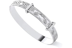 GOLDLINKS Sterling Silver Baby Bangle – Adjustable Claddagh Design Infant Bracelet | 925 Hallmarked | Ideal Christening Gift for Boys & Girls | 40–47mm