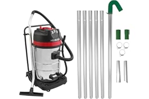 MAXBLAST Dachrinnen Reinigung Set | 80L Nass- Trockensauger & 7,2m Dachrinnen Saugstange | 1,2m-7,2m Reichweite 51mm Stangendurchmesser 700g/Stange Aluminiumrohre 3000W Dreifachmotor 1,5m Schlauch 9m Kabel