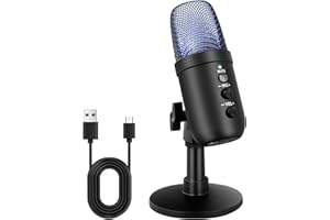 Deruaku RGB Gaming Microphone - With Pop Filter, Tripod & 180° Rotation - Condenser Microphone for PC Gaming, Recording, Streaming & Podcasting