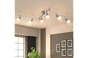 Lichtmaler Lampa sufitowa LED 6-płomieniowe reflektory sufitowe GU10 Obrotowa 330°Przemysłowa lampa sypialnia Jadalnia bez żarówek