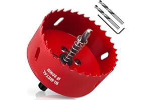 Yeepeo Sierras de Corona 80mm, M42 HSS Bi-Metal Corona Taladro con Adaptador Hexagonal y Taladro, Corona Metal para Pladur Madera Plástico, 1 pieza Rojo