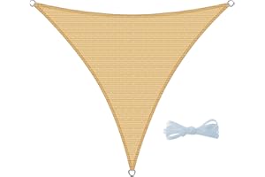 Cool Area Voile d'ombrage Triangulaire 3x3x3m Respirant Toile Ombrage Une Protection des Rayons UV pour Patio Jardin, Terrasse,Extérieur,Balcon, Couleur Sable