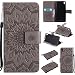 Produktbild Lonchee Sony Xperia E5 Leder Wallet Tasche Brieftasche Schutzhülle , Sonnenblumen geprägten Muster Design Hochwertige PU Leder Folio Tasche Case Hülle im Bookstyle mit Standfunktion Kredit Kartenfächer (grau)