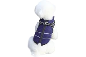 Mitili Warme Hundemantel Wasserdicht mit Geschirr, Reflektierend Hundejacke Winter für Kleine und Mittlere Hunde, Winddichte Hunde Wintermantel, Outdoor Hundeweste (Marineblau, M)