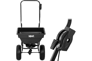 Hillvert Épandeur Rotatif Manuel À Engrais Gazon Sel Chaux pour Pelouse Sable À Pousser HT-Temple-1 (Volume 15 l, Portée 1-3 m, Produit ø 18 mm Max., Capacité de Charge 136 kg, Acier/PP)