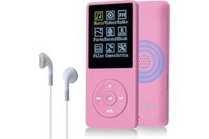 COVVY 8GB Reproductores de música portátiles mp3 de, Soporte para Tarjetas de Memoria SD de hasta 64 GB, Calidad de Sonido sin pérdida, Soporte para música/Video/Radio/grabación(8G,Rosado)
