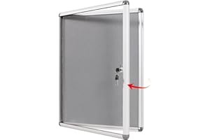 S SWANCROWN Swansea Tablón de anuncios de tela Vitrina de pared cerrada con marco de aluminio 67x50cm(4xA4)