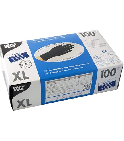 Papstar 10017 Handschuhe, Latex, schwarz, 7.50 x 24 x 12.50 cm Baumarkt