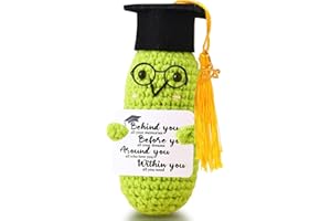 DHHYWWD Graduation Gifts for Her 2025, Mini Knitted Doll with Positivity Card Graduation Gifts for Him, Cute Graduation Gifts 2025 for High School and University，Novelty Office or Home Decor (green)