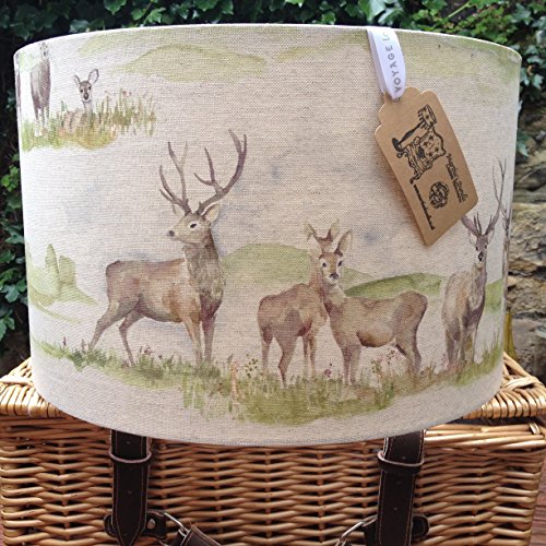 Custom made Voyage Country lampshade any Voyage fabric Moorland Stag Highland Cattle Boxing Hares Hedgehog Fish etc Choice of size