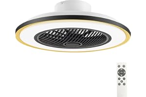 ‎BKZO BKZO LED Deckenleuchte mit Ventilator, 30W Deckenventilatorleuchten mit Windführungsrad, Windgeschwindigkeiten einstellbar, stufenloses Dimmlicht, moderne Lüfterbeleuchtung, 3000-5500K