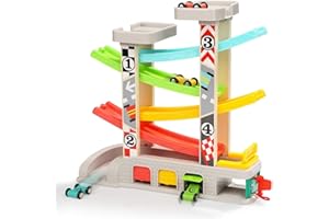 Top Bright Circuit à Billes en Bois pour Enfants à partir de 1 à 2 Ans, Voiture de Course, Jouet en Bois avec Garage, Jouet pour Enfants garçon de 12 Mois