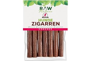 RAW Nature Hunde-Zigarre Känguru PUR 7-Stück - 100% natürliches Hundesnack - Monoprotein - hypoallergen & getreidefrei - luftgetrocknetes Kängurufleisch - Dörrfleisch - hochwertiges Muskelfleisch