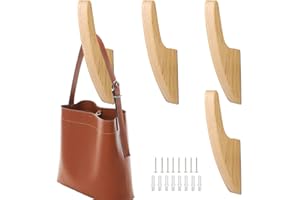 LINTRA 4 Piezas Perchero Pared Madera, Multifuncional Gancho Pared, Color Madera Vintage Ganchos para Colgar, para Colgar Ropa, Sombreros, Bufandas