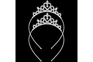 Makone 2PCS Kids Crown and Silver Crystal Tiara for Girl Childrens Birthday Party Gifts