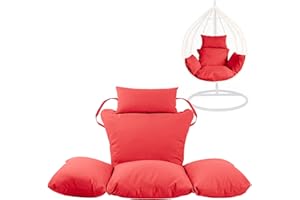 ISTYLE MODE BETTER HOME CHOICE Swing Egg Chair Replacement Cushion, Foldable Water-Resistant Hanging Basket Swing Chair Cushion with Headrest Pillow, Outdoor Porch Backyard Patio Hammock Swing Replacement Cushions (Red)