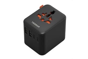 TESSAN Universal Travel Adapter Worldwide with 4 USB (2 USB C), International Travel Adapter UK to European Power Universal Plug Adaptor for EU USA Australia Thailand (Type C, G, A, I), Black