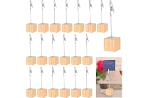 STOUCLA Alligator Clips with Wooden Base,Memo Clip Holder,Crocodile Memo Clip for Pictures Card Paper Note Clip,Shop Display Price Tag (Log-20 Pack)