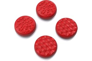 playvital Capuchon Joystick pour Steam Deck OLED Console,Joystick Cap pour Steam Deck LCD,Silicone Thumb Grip Caps pour PS Portal Accessoire Thumbstick Cover-Rouge