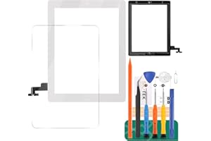 SRJTEK Screen Replacement for IPad 2 A1395 A1396 A1397 Touch Screen Digitizer Glass Assembly Kits(Not Lcd Screen)Home Button + Cameral Holder + Pre-Installed Adhesive + Middle Frame Bezel (White)