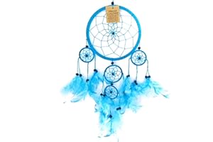 DREAMCATCHERWORLD.CO.UK Large Blue Turquoise Colour Dream Catcher Beautiful Home Decor & Kids Room Wall Hanging Party Bag Filler Item Catch All Those Bad Dreams No More Sleepless Nights