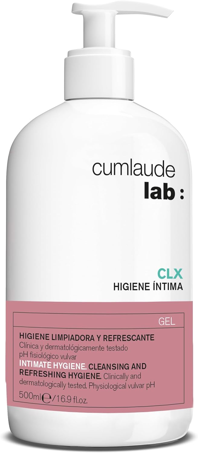 Cumlaude Lab - Higiene Íntima CLX Gel, Gel Limpiador con Clorhexidina, Activo Vegetal y pH Neutro, Aporta una Acción Higienizante, Refrescante, Protectora e Hidratante - 500 ml