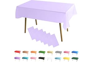 MOMAHUA 6 Packs Violet Clair Nappes,137x274cm PEVE Nappe de Table Rectangulaire,Nappes Imperméables pour Fête Anniversaire,Picnic,Exterieur,Jardin,Mariage,Noël,Halloween