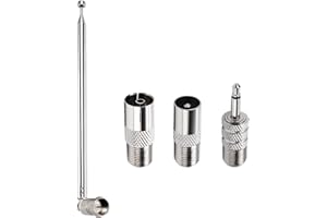 VooGenzek 75cm 7-Sezione Antenna Radio FM Telescopica 75 Ohm, DAB Antenna Interna con Connettore di Tipo F per TV Ricevitore Stereo Radio AM FM, Compatibile con Panasonic Yamaha Onkyo Denon Pioneer