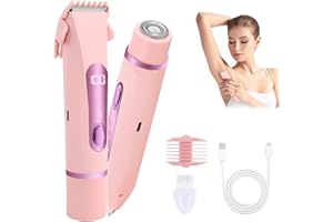 Focenat Rasoio Elettrico Donna 2 in 1, Rasoio Elettrico Corpo IPX7 Impermeabile, Rasoio Intimo Donna a Secco e Bagnato, Indolore Rasoio Parti Intime, per Bikini, Ascelle, Gambe, Corpo e Viso (Rosa)