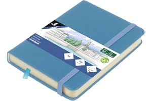 Kangaro A6 Sky Blue PU skissbok (inbunden, 80 ark, 140 g krämpapper med elastiskt band och tejp)