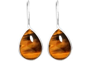 Handgemachte echte 925 Sterling Silber Tropfen Ohrringe Natürlicher Edelstein Onyx, Achat, Lapis, Karneol Birne Boho Schmuck für Frauen