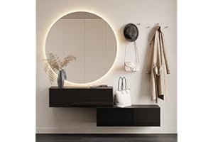 ‎PLANETMÖBEL Planetmöbel Flur Möbel Garderobe Hängeschrank 2X 100 cm Schwarz, Kompaktgarderobe mit Klappe als Stauraum, Wandgarderobe hängend oder stehend, 37,8T x 100B x 32,5H cm