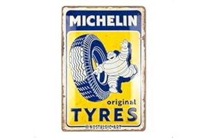 Nostalgic-Art Cartel metálico retro, 20 x 30 cm, Michelin – Original Tyres – Idea de regalo para amantes del motor, de metal, diseño vintage