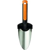 Fiskars Blumenkelle, Länge: 28 cm, Rostfreie Stahl-Kelle, Schwarz/Orange, Premium, 1000726