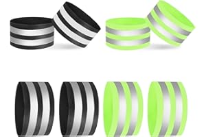 AOROPS Set di 8 Nastri Catarifrangenti Elastici, Fascia Riflettente di Sicurezza Forti Strisce Riflettenti, Fascia Riflettente per attività All'aperto Jogging Ciclismo (Verde/Nero)