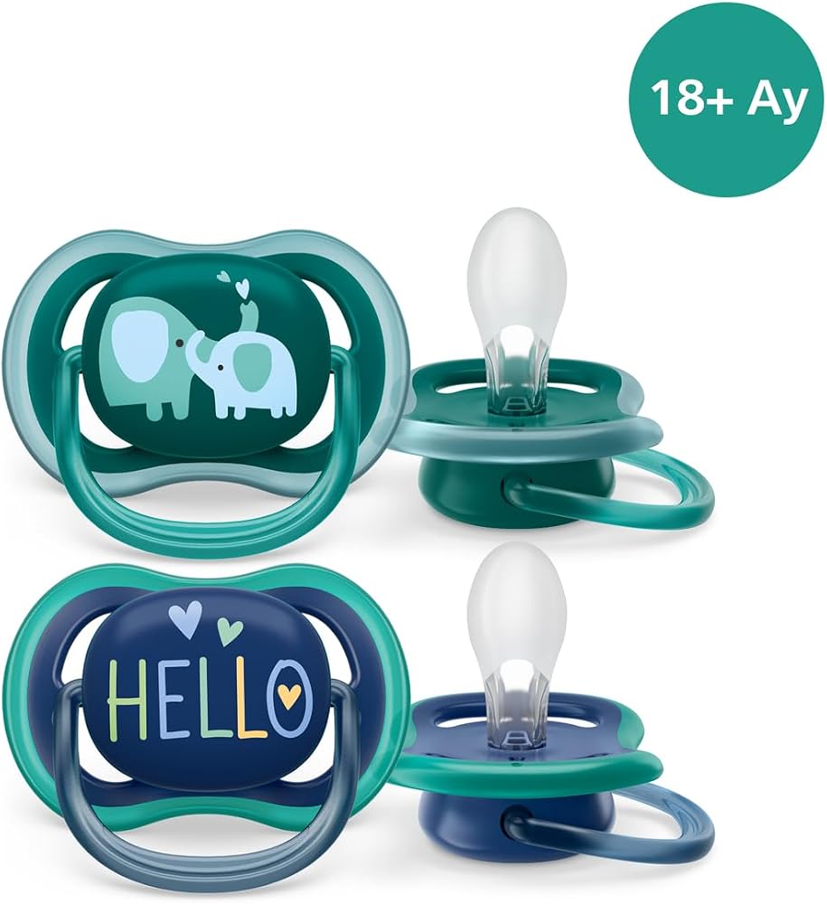 Philips Avent Ultra Air Emzik, 18 Ay+, Erkek Bebekler için, 2’li Paket, Ortodontik Silikon, Geniş Hava Delikli, Mikrodalga Sterilize Edilebilir, BPA İçermez, SCF349/18