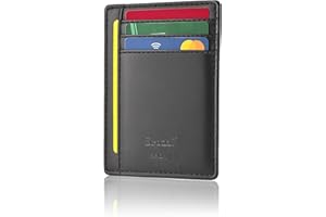 Bronzi® Portafoglio Uomo Slim | Pelle Alta Qualità Mini Nero| Piccolo Sottile Elegante | Portacarte Uomo Donna Portatessere Porta Carte Di Credito| Design Italiano Box Regalo