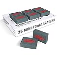 Show-Me Whiteboard Eraser Pack, Erasers For Drywipe Boards & Chalkboards in Schools, Versatile & Easy-To-Use Lightweight Whiteboard Rubber, Mini-Foam White Board Eraser For Classrooms - Black, 35PK