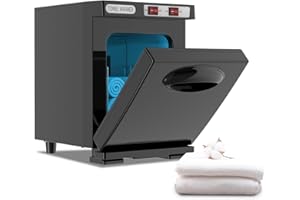 WIWOLER Handtuchwärmer, 5 L Warmer Handtuchschrank, 75 °C Professionelle Desinfektionsbox, UV-Sterilisator, 360 ° Heiztücher für 6 bis 8 Handtücher, Ideal für Massagesalons, Spa (schwarz)
