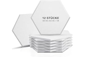 Hexagon Akustikplatten, Sonic Acoustics 12 Stücke Akustikpaneele Akustikplatten mit hoher Dichte für Wand Decken Holz & Tür - Akustikpanel Schallschutzplatten, 35,6 x 30,5 x 1cm