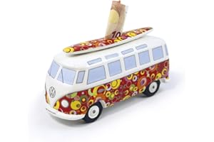 BRISA VW Collection - Volkswagen Savings Bank skarbonka z deską surfingową w stylu T1 Bus Samba (klasyczny autobus/czerwony)