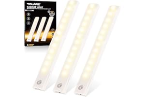 Tolare Luce Armadio, Luci Notturne per Armadio con Sensore di Movimento, Luce a LED USB Ricaricabile con Striscia Magnetica Adesiva, LED Armadio Adatte per Sottopensile Corridoio- Bianco Caldo(3 Pack)